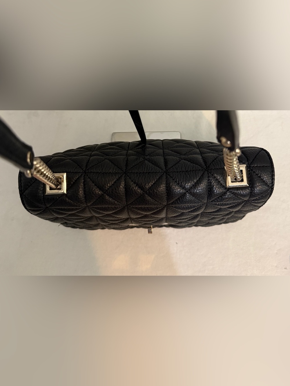 kate spade Delaney Black Quilted Leather Chain Shoulder Bag with Gold Hardware - Picture 8 of 16